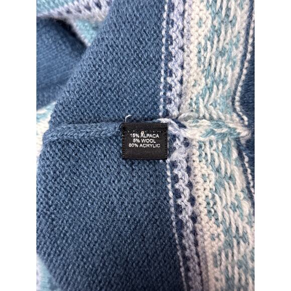 Alpaca Connection Sweater Large Womens Blue Snowflake Fair Isle Crewneck - Picture 8 of 8